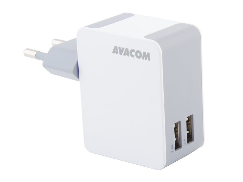 AVACOM HomeNOW síťová nabíječka 3,4A se dvěma výstupy, bílá barva (micro USB kabel) - obrázek č. 1