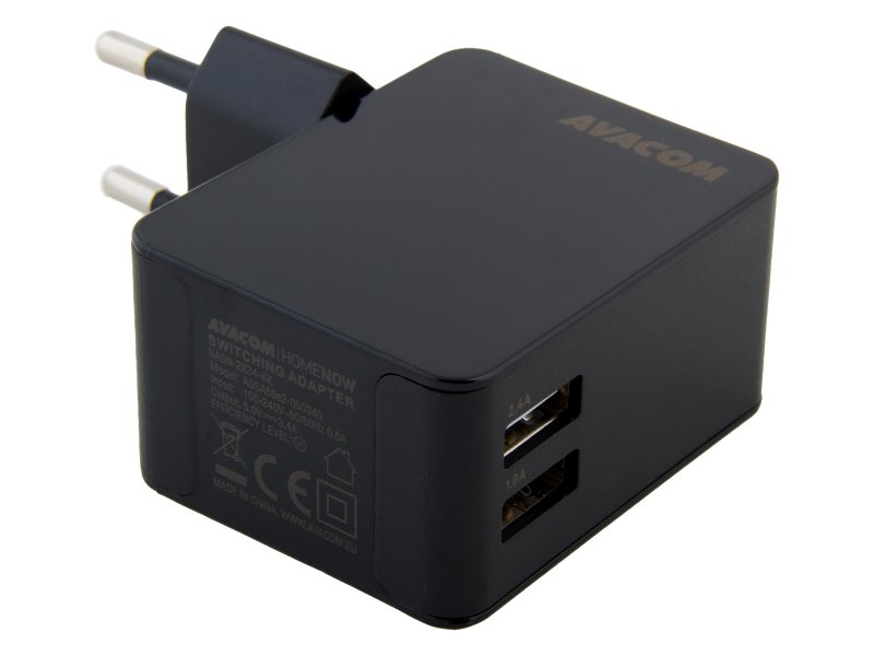 AVACOM HomeNOW síťová nabíječka 3,4A se dvěma výstupy, černá barva (USB-C kabel) - obrázek č. 2