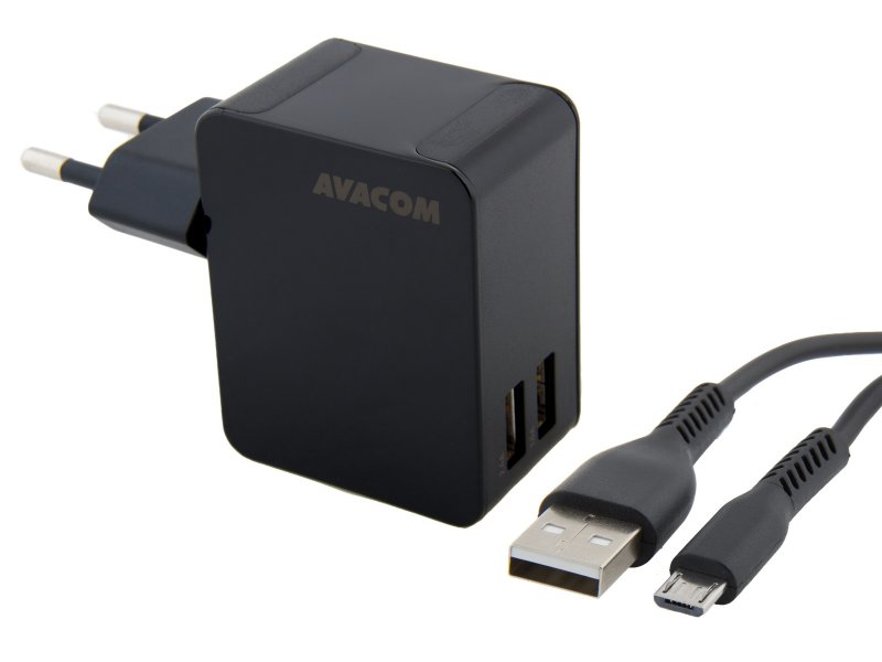 AVACOM HomeNOW síťová nabíječka 3,4A se dvěma výstupy, černá barva (micro USB kabel) - obrázek č. 3