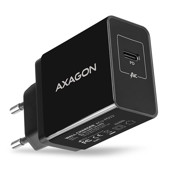 AXAGON ACU-PD22, PD nabíječka do sítě 22W, 1x USB-C port, PD3.0/ QC3.0/ AFC/ FCP/ Apple - obrázek produktu