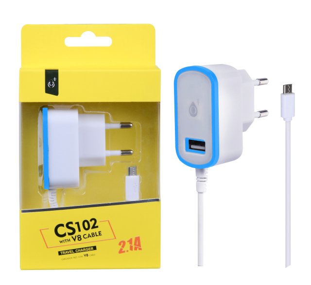 Nabíječka PLUS MicroUSB s USB výstupem 5V/ 2,1A, modrá - obrázek produktu