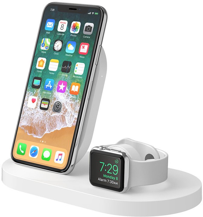 BELKIN bezdrátová QI nabíječka, 7.5W, pro Apple Watch/ iPhone, s USB, bílá - obrázek č. 1