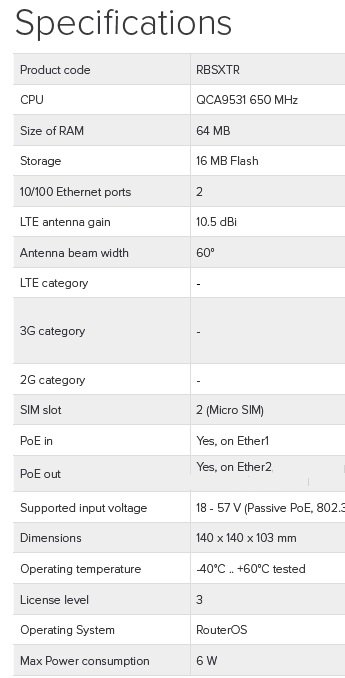 MIKROTIK RBSXTR Outdoor jednotka SXT pro LTE sítě - obrázek č. 5