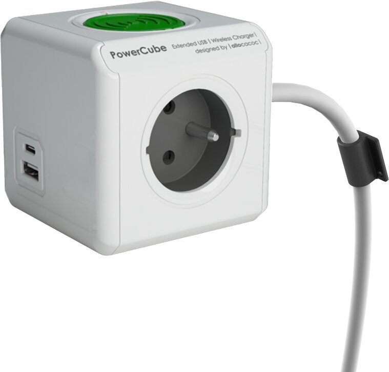 Zásuvka prodluž. PowerCube EXTENDED USB WirelessCharger A+C, White 2x USB, kabel 1,5m - obrázek produktu