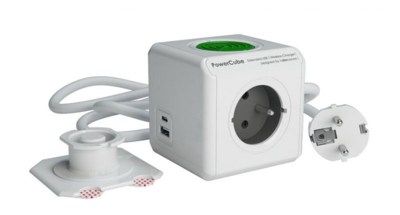 Zásuvka prodluž. PowerCube EXTENDED USB WirelessCharger A+C, White 2x USB, kabel 1,5m - obrázek č. 1