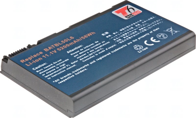 Baterie T6 power Acer Aspire 3100, 5100, 5110, 5610, TravelMate 2490, 4200, 4280, 6cell, 5200mAh - obrázek č. 1