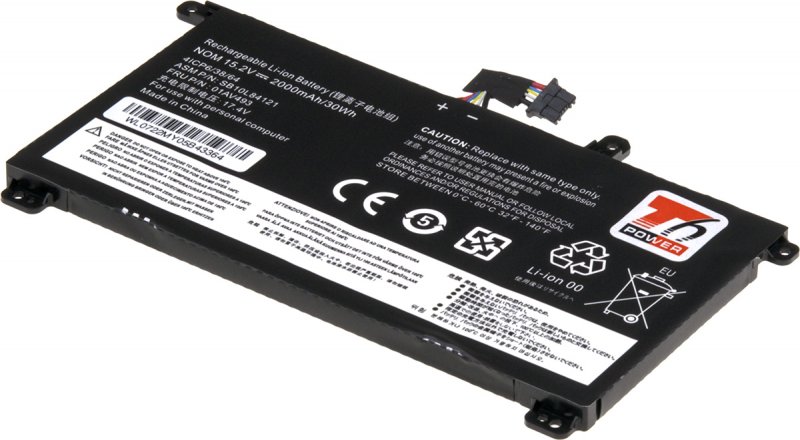 Baterie T6 Power Lenovo ThinkPad T570, T580, P51s, P52s, internal, 2000mAh, 30Wh, 4cell - obrázek produktu
