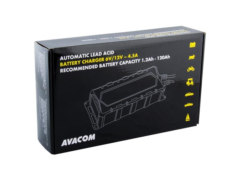 Automatická nabíječka AVACOM 6V/12V 4,5A pro olověné AGM/GEL akumulátory (1,2 - 120Ah) - obrázek č. 2