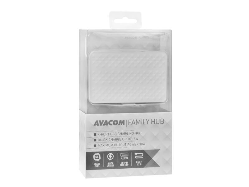 AVACOM FamilyHUB 4 portová síťová nabíječka s rychlonabíjením, quick charge, bílá - obrázek č. 3