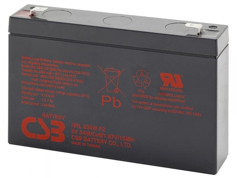 CSB baterie 6V 9Ah F2 HighRate LongLife 12 let (HRL 634W) - obrázek produktu