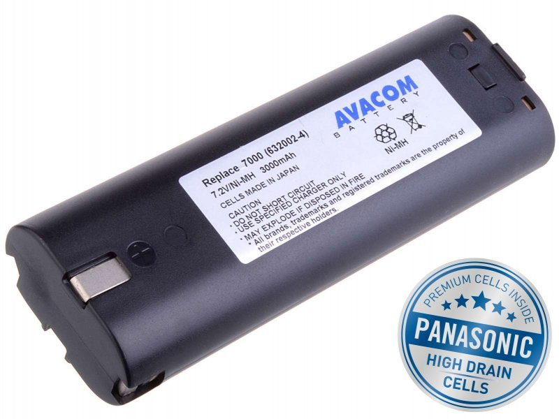 Baterie AVACOM MAKITA 7000 Ni-MH 7,2V 3000mAh, články PANASONIC - obrázek produktu