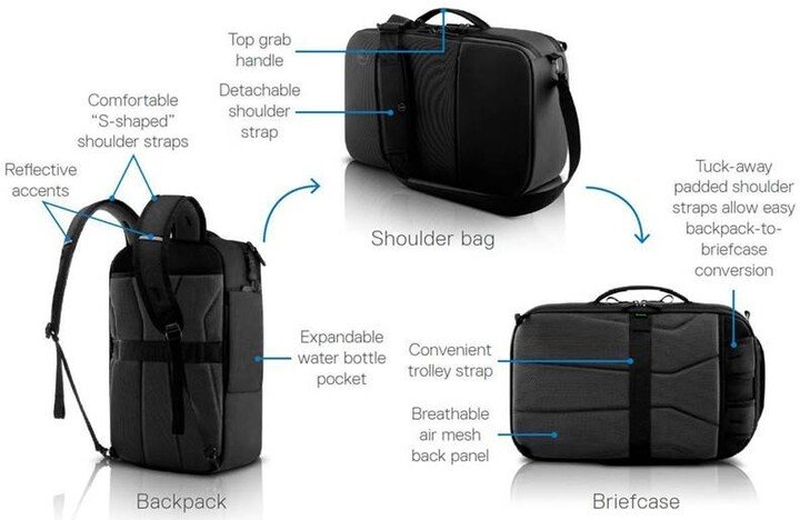 Dell Pro hybridní kufřík a batoh 15" - obrázek č. 3