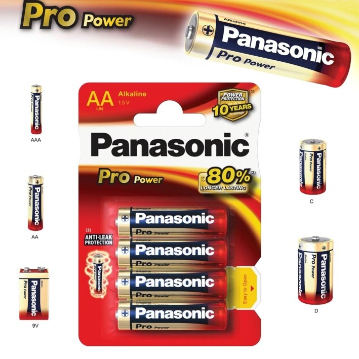 Alkalická baterie AA Panasonic Pro Power LR6 4ks - obrázek produktu