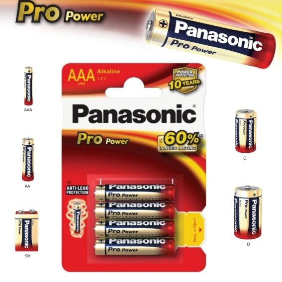 Alkalická baterie AAA Panasonic Pro Power LR03 4ks - obrázek produktu