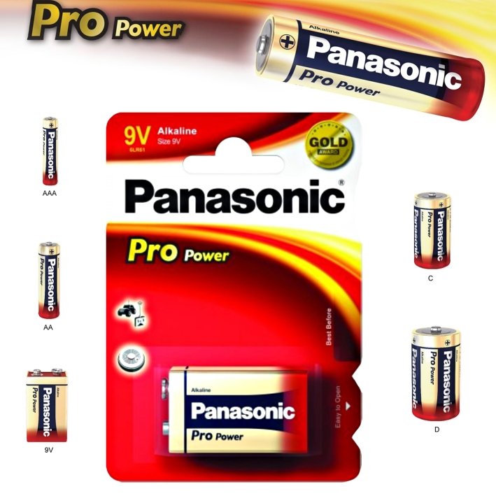 Alkalická baterie 9V Panasonic Pro Power 6LR61 - obrázek produktu