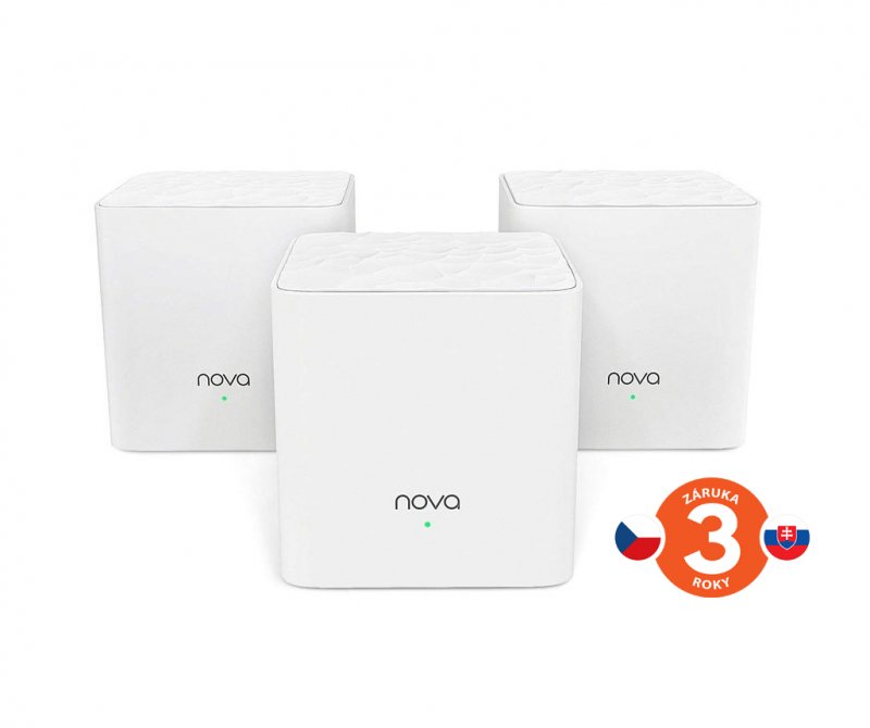 Tenda Nova MW3 (3-pack) WiFi AC1200 Mesh system Dual Band, 2x LAN/ WAN, MU-MIMO, SMART aplikace - obrázek produktu