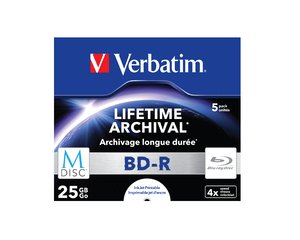 VERBATIM Blu-ray BD-R M-Disc 25GB 4x Printable jewel box, 5ks/ pack - obrázek produktu