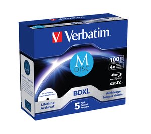 Verbatim Blu-ray M-DISC BD-R 100GB 4x Printable jewel box, 5ks/ pack - obrázek produktu