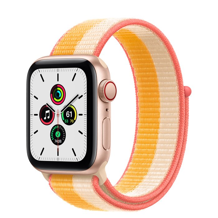 Apple Watch SE Cell/ 44mm/ Gold/ Sport Band/ Orange - obrázek produktu