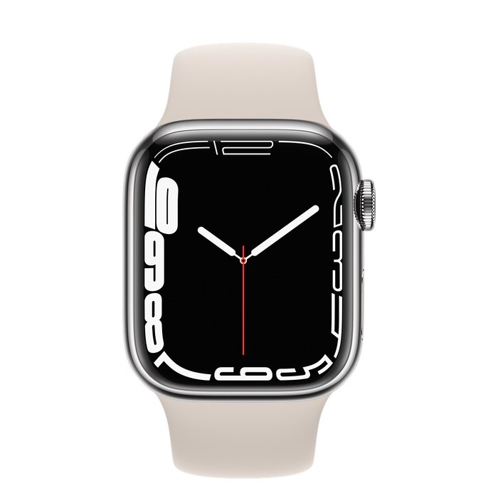 Apple Watch S7 Cell/ 45mm/ Silver/ Sport Band/ Starlight - obrázek č. 1