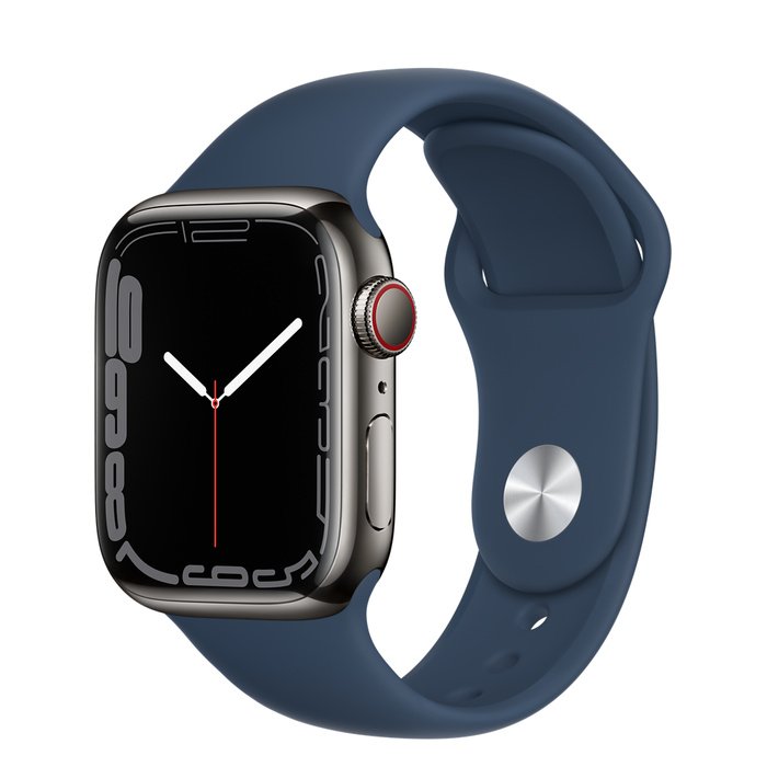 Apple Watch S7 Cell/ 45mm/ Space Grey/ Sport Band/ Blue - obrázek produktu