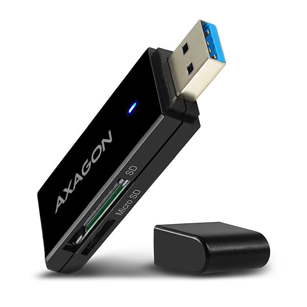 AXAGON CRE-S2, USB 3.0 Type-A - externí SLIM čtečka 2-slot SD/ microSD, podpora UHS-I - obrázek č. 1