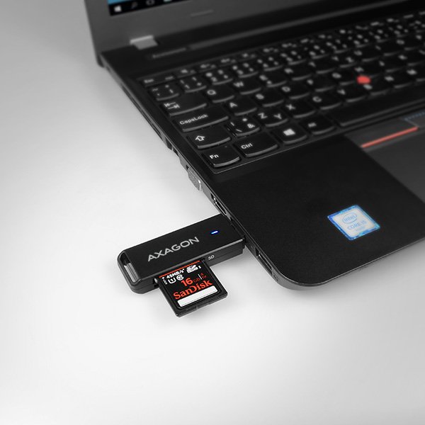 AXAGON CRE-S2, USB 3.0 Type-A - externí SLIM čtečka 2-slot SD/ microSD, podpora UHS-I - obrázek produktu