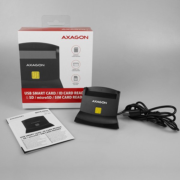 AXAGON CRE-SM2, USB-A StandReader 4-slot čtečka Smart card (eObčanka) + SD/ microSD/ SIM, kabel 1.3 m - obrázek č. 7