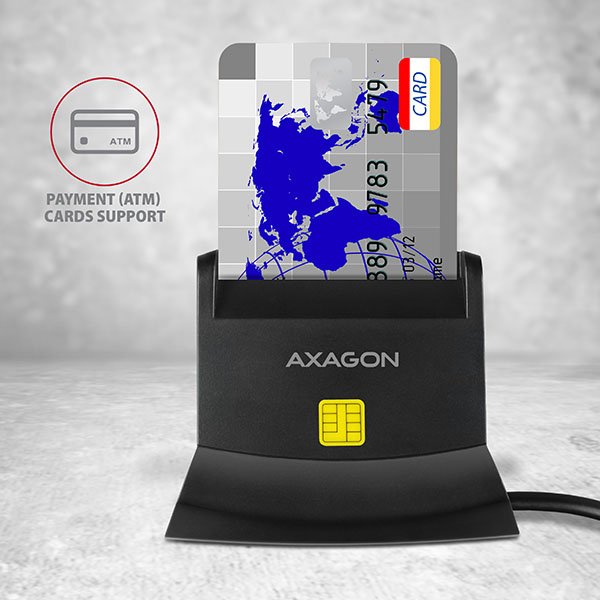 AXAGON CRE-SM2, USB-A StandReader 4-slot čtečka Smart card (eObčanka) + SD/ microSD/ SIM, kabel 1.3 m - obrázek č. 3