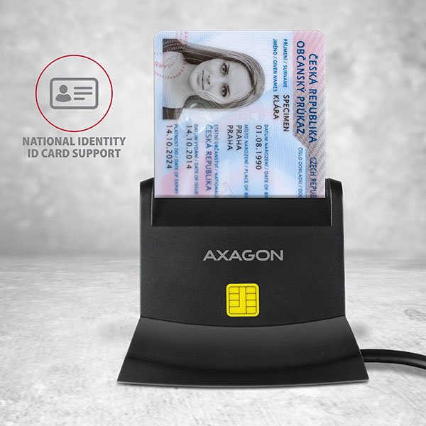 AXAGON CRE-SM2, USB-A StandReader 4-slot čtečka Smart card (eObčanka) + SD/ microSD/ SIM, kabel 1.3 m - obrázek č. 2