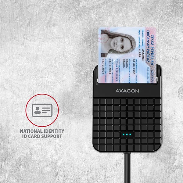AXAGON CRE-SM1, USB externí čtečka Smart card/ ID card (eObčanka) - obrázek č. 2