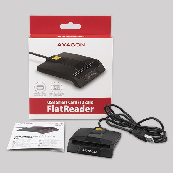 AXAGON CRE-SM3, USB externí FlatReader čtečka kontaktních karet Smart card (eObčanka) - obrázek č. 5