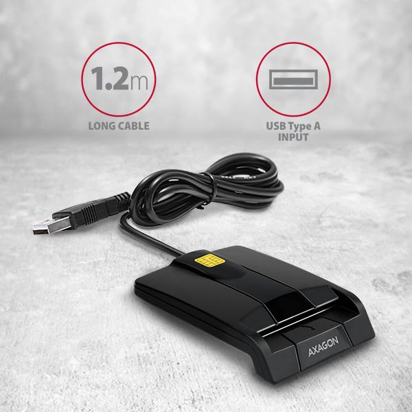 AXAGON CRE-SM3, USB externí FlatReader čtečka kontaktních karet Smart card (eObčanka) - obrázek č. 4
