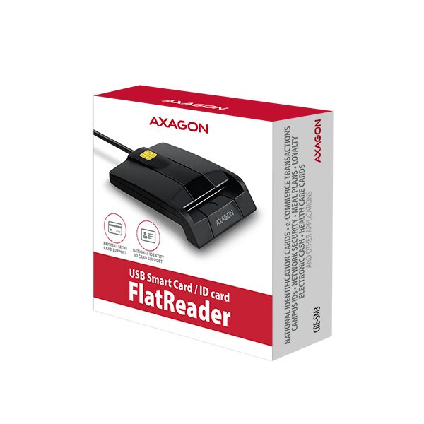 AXAGON CRE-SM3, USB externí FlatReader čtečka kontaktních karet Smart card (eObčanka) - obrázek č. 6