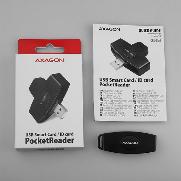AXAGON CRE-SM5, USB externí PocketReader čtečka kontaktních karet ID card (eObčanka) - obrázek č. 5