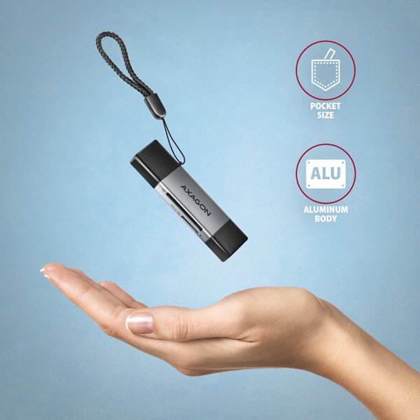 AXAGON CRE-DAC, USB-C + USB-A, 5 Gbps - MINI čtečka karet, 2-slot & lun SD/ microSD, podpora UHS-I - obrázek č. 5