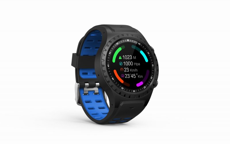 EVOLVEO SportWatch M1S, chytré sportovní hodinky s podporou SIM, modročerný pásek - obrázek č. 1