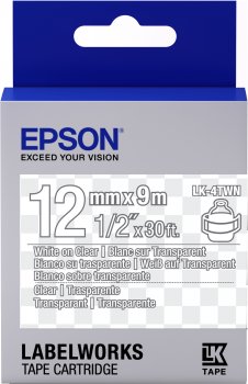 Epson Label Cartridge Transparent LK-4TWN Transparent White/ transparent 12mm (9m) - obrázek produktu