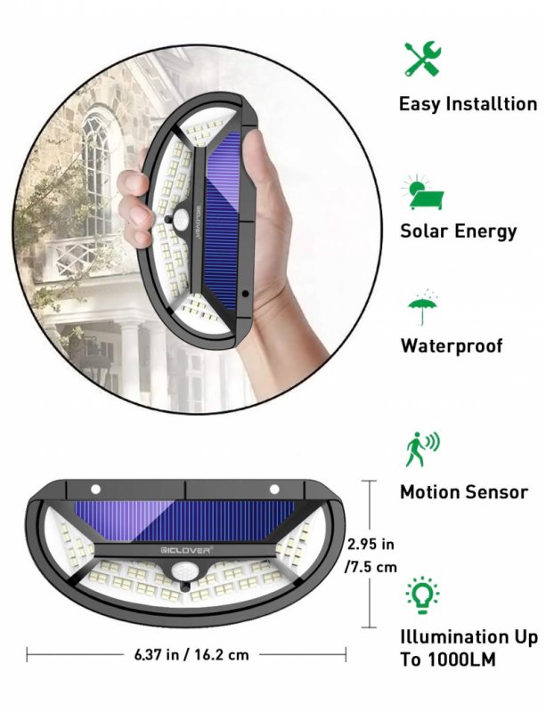Venkovní solární LED světlo s pohybovým senzorem K100 - obrázek produktu