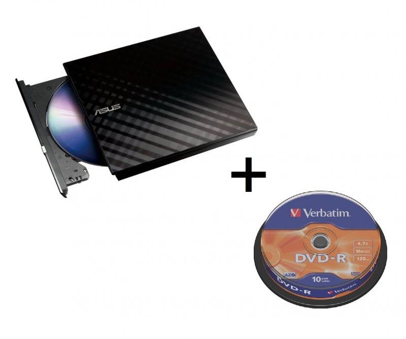 BUNDLE SDRW-08D2S-U LITE Black externí + soft + Verbatim DVD-R 10cake - obrázek produktu