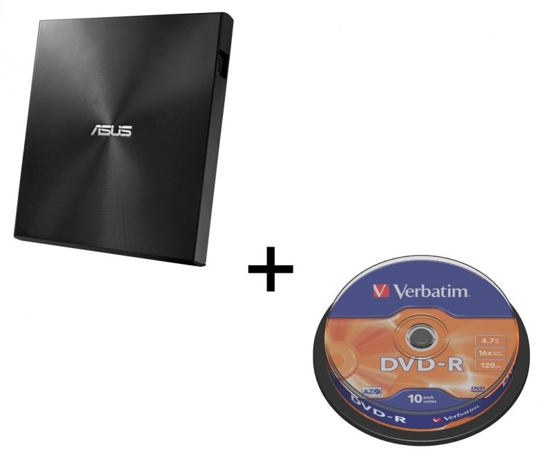 BUNDLE ASUS SDRW-08U9M-U BLACK (USB-C/ A) + Verbatim DVD-R 10cake - obrázek produktu