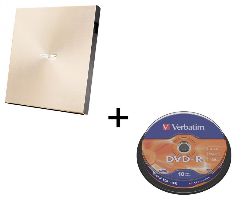 BUNDLE ASUS SDRW-08U9M-U GOLD (USB-C/ A) + Verbatim DVD-R 10cake - obrázek produktu