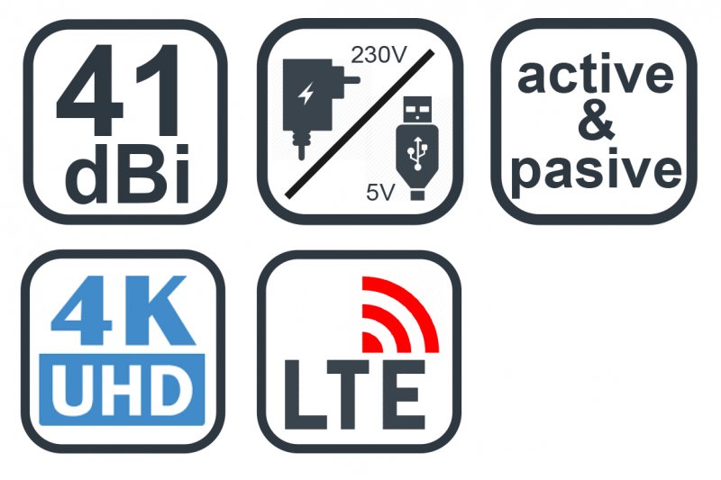 EVOLVEO Xany 2C LTE 230/ 5V, 41dBi aktivní pokojová anténa DVB-T/ T2, LTE filtr - obrázek č. 4