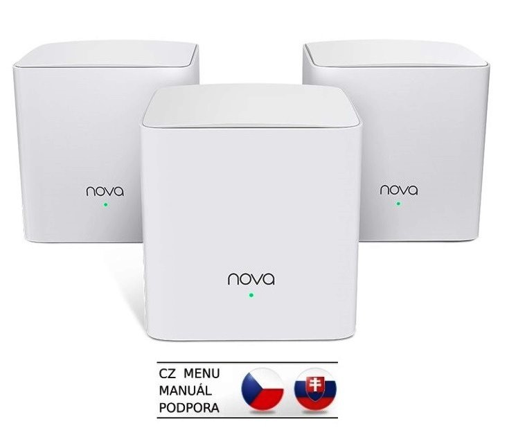 Tenda Nova MW5s (3-pack) WiFi AC1200 Mesh system Dual Band, 2x GLAN/ GWAN,ostatní LAN,SMART CZ app. - obrázek produktu