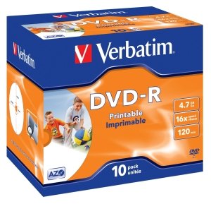 VERBATIM DVD-R (10-pack)Printable/ 16x/ 4.7GB/ Jewel - obrázek produktu