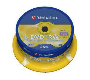 VERBATIM DVD+RW (4x, 4,7GB), 25 cake - obrázek produktu