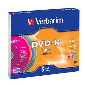 VERBATIM DVD-R 4,7 GB (120min) 16x colour slim box, 5ks/ pack - obrázek produktu