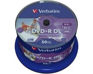 VERBATIM DVD+R, DoubleLayer / 8x/ 8,5GB/ 50pack/ Print - obrázek produktu