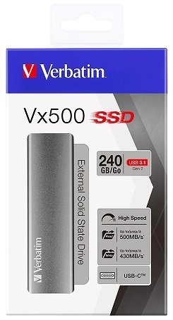 Verbatim SSD externí disk Vx500, USB 3.1 gen2, šedý, 240GB - obrázek č. 3