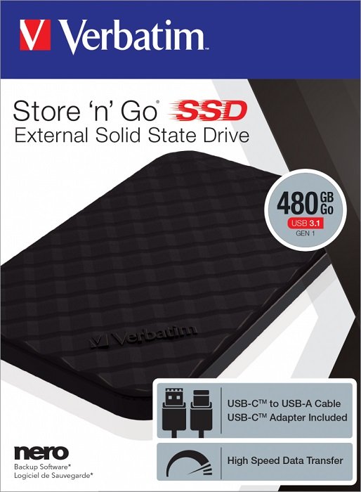 Verbatim SSD externí disk 2,5", Store `n` Go, USB 3.1 gen1, černý, 480GB - obrázek č. 2